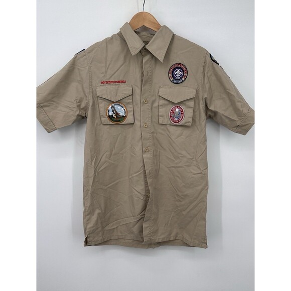 Official Boy Scouts Of America  Mens  Shirt Size Small patches sew to it - Picture 1 of 8